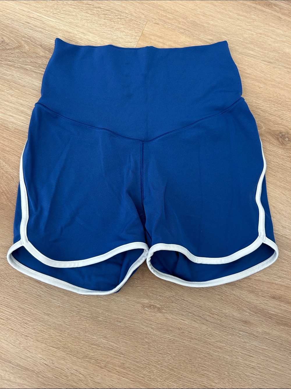 aerie High-Waist Athletic Shorts in Royal Blue with White Trim